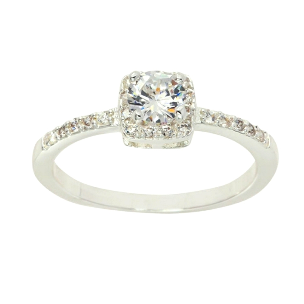Square Cut Halo Diamond Ring